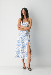 Barrafina Linen Dress - WHITE/ FR BLUE