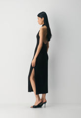 Smooth Matter™ Shadowplay Halter Dress - BLACK/GOLD