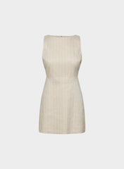 Bond Linen Dress - CBT STRP UNDYD ECR/WT