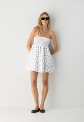 Manuella Linen Dress - WHITE/HARBOUR NAVY