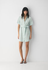 Eleta Linen Mini Dress - AGAVE GREEN