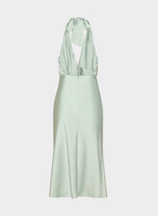 Sprig Satin Halter Dress - AGAVE GREEN