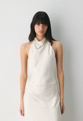 Audience Satin Maxi Halter Dress - BIRCH/ RCH M BRWN