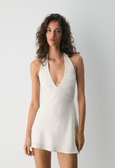 Nightscape Satin Halter Micro Dress - BIRCH/ RCH M BRWN