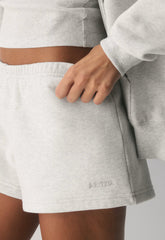 Cozy Sweatfleece Boyfriend Lo-Rise Mini Short - HEATHER CLOUD WHITE