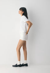 Denim Forum The ‘90s Vintage Hi-Rise Mini Denim Short - A LITTLE WHITE LIE