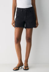 Denim Forum The Ex-Boyfriend Hi Mid-Thigh Denim Short - BLACK EYELINER