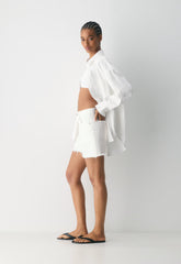 Denim Forum The Ex-Boyfriend Hi Mid-Thigh Denim Short - A LITTLE WHITE LIE