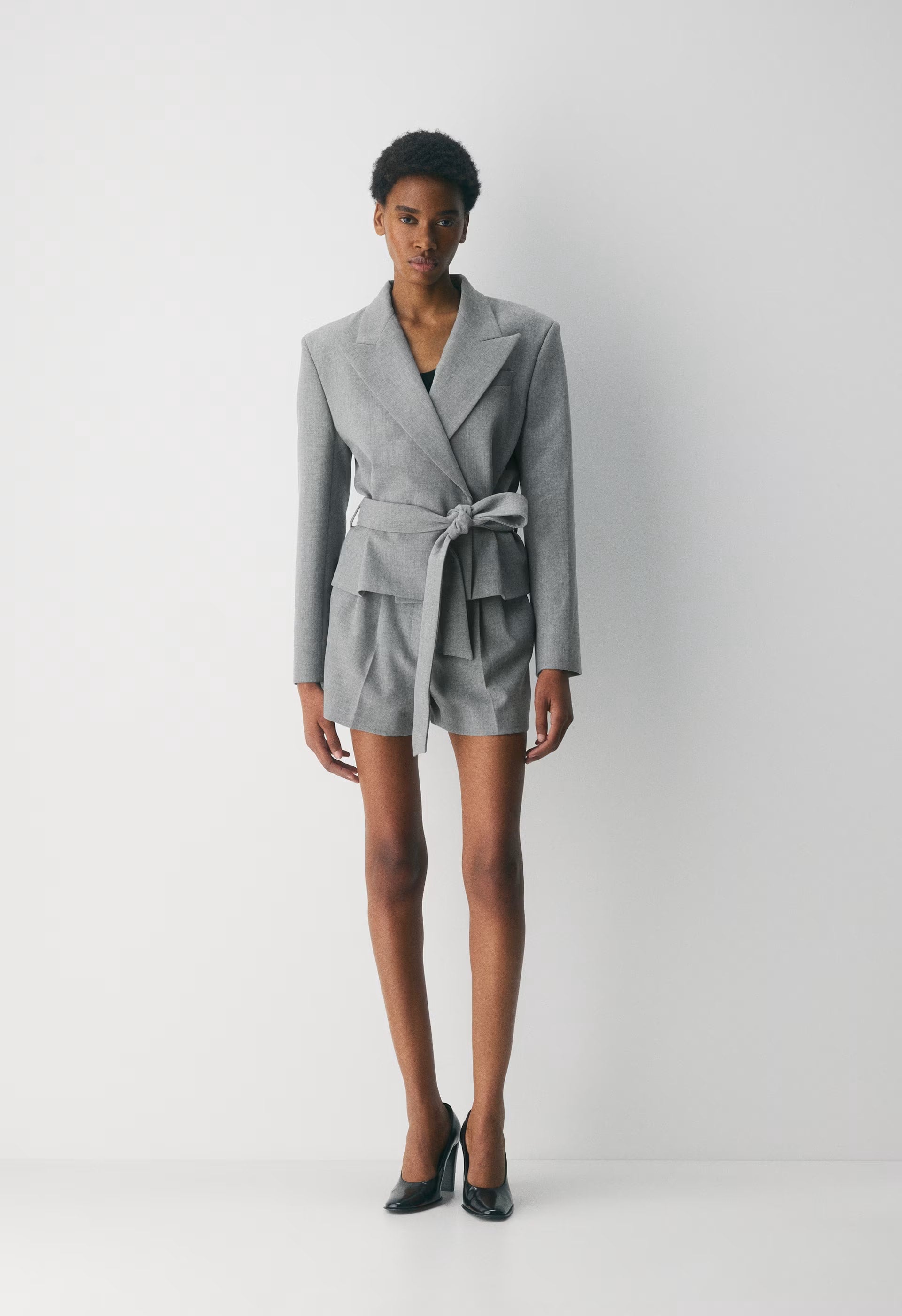 Pleated Mini Short - Eversential™ - HEATHER DARK GREY