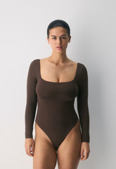 Original Contour Headway Squareneck Bodysuit - RICH MOCHA BROWN