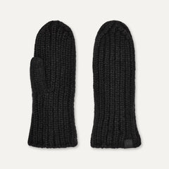 Women's Chunky Rib Mitten - BLACK