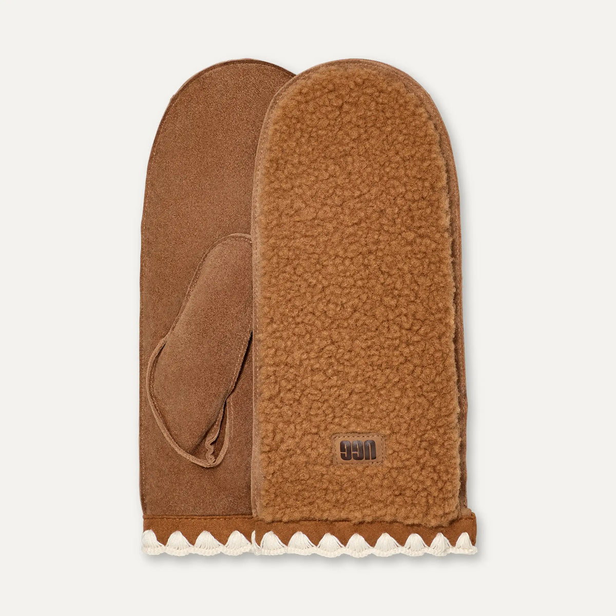 Women's UGGfluff Scalloped Mitten - CHESTNUT