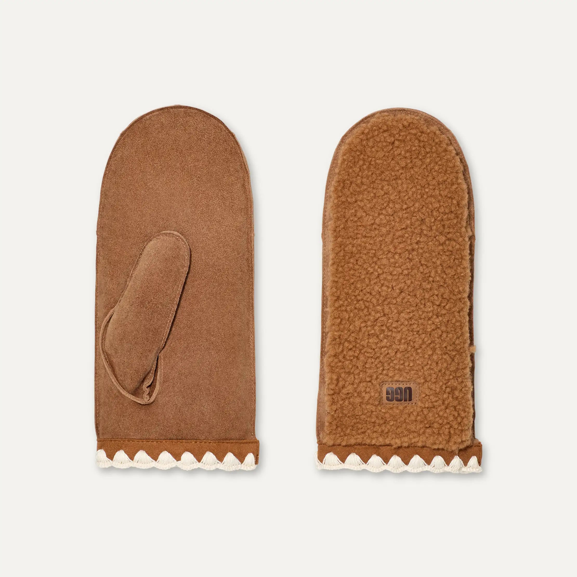 Women's UGGfluff Scalloped Mitten - CHESTNUT