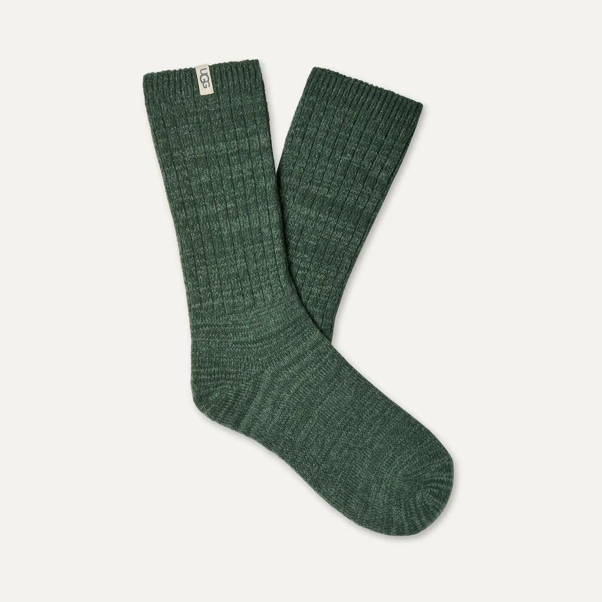 Women's Rib Knit Slouchy Crew Sock - GREEN STONE
