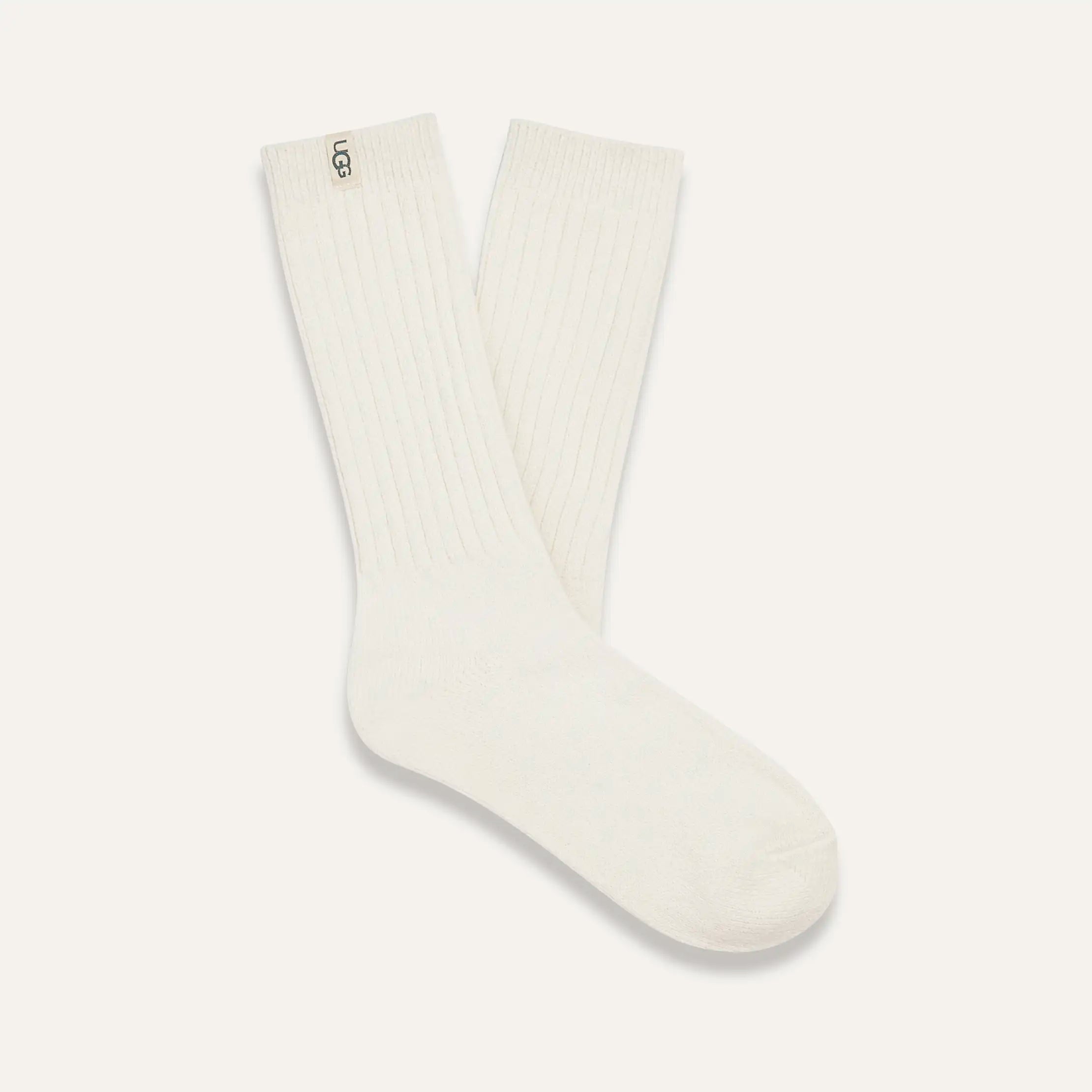 Women's Rib Knit Slouchy Crew Sock - WHITE