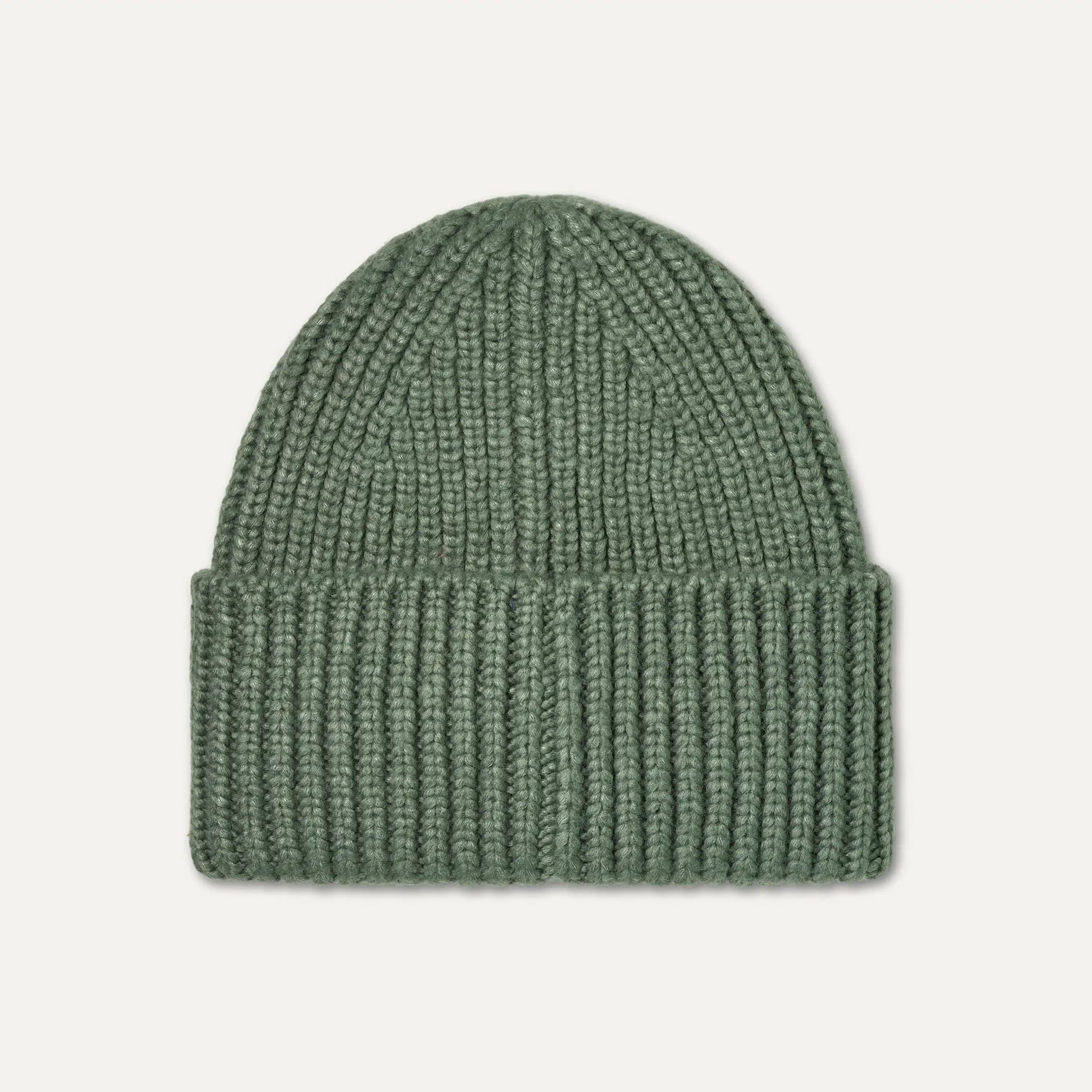 Men's Chunky Rib Beanie - GREEN STONE