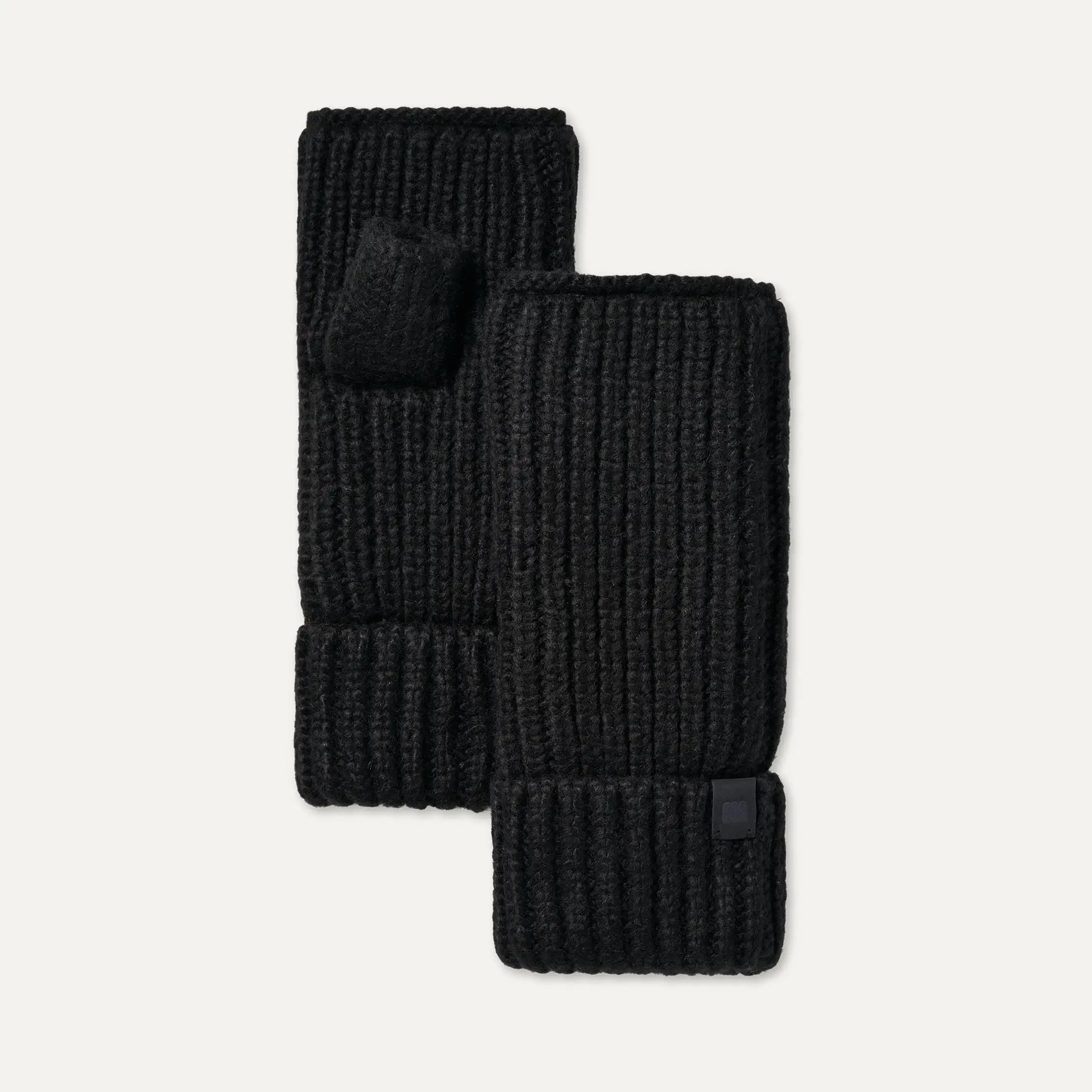 Women's Chunky Rib Fingerless Glove - BLACK