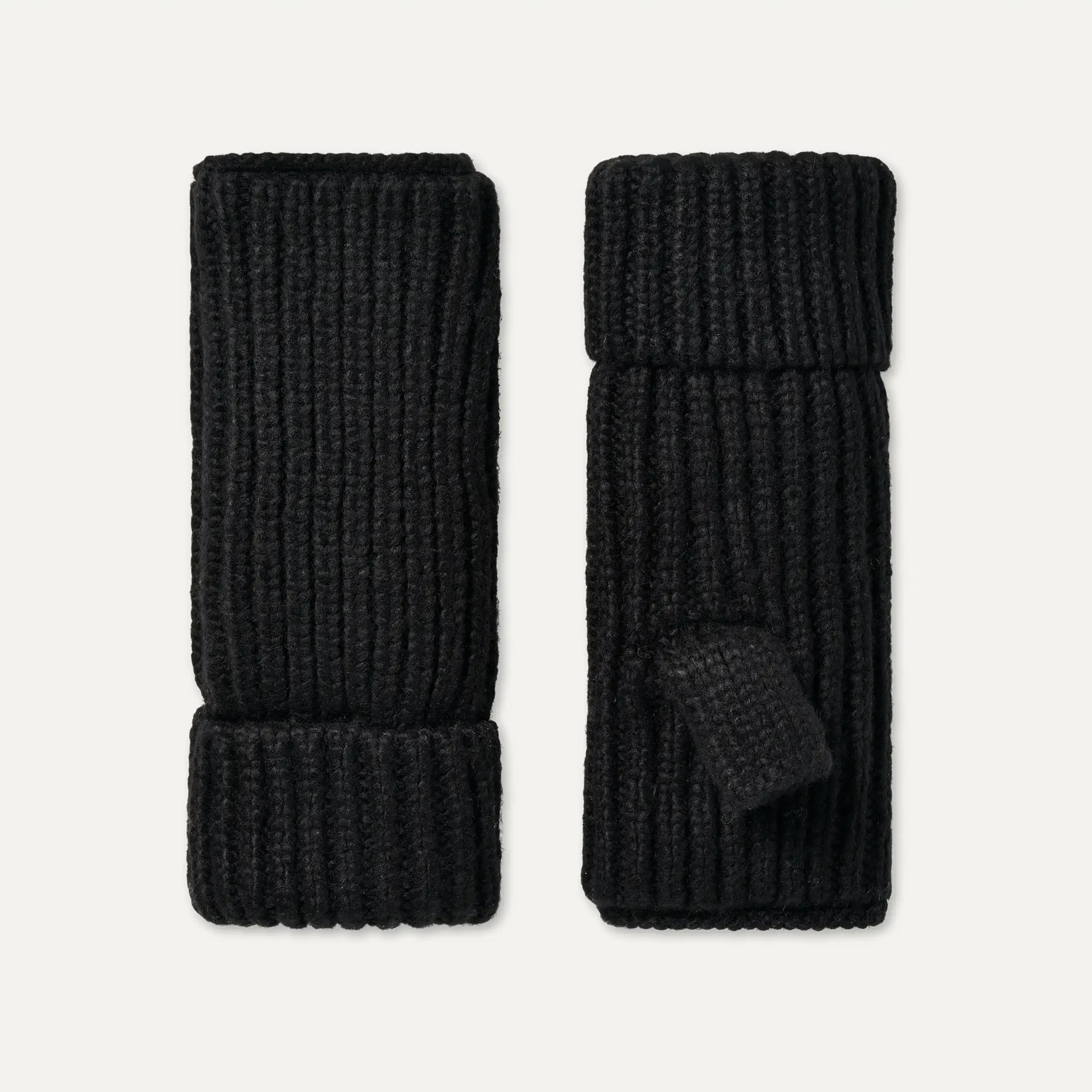 Women's Chunky Rib Fingerless Glove - BLACK