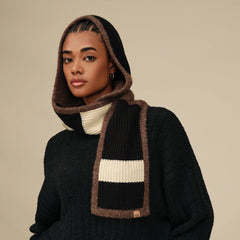 Women's Colorblock Hooded Scarf - BLACK MULTI