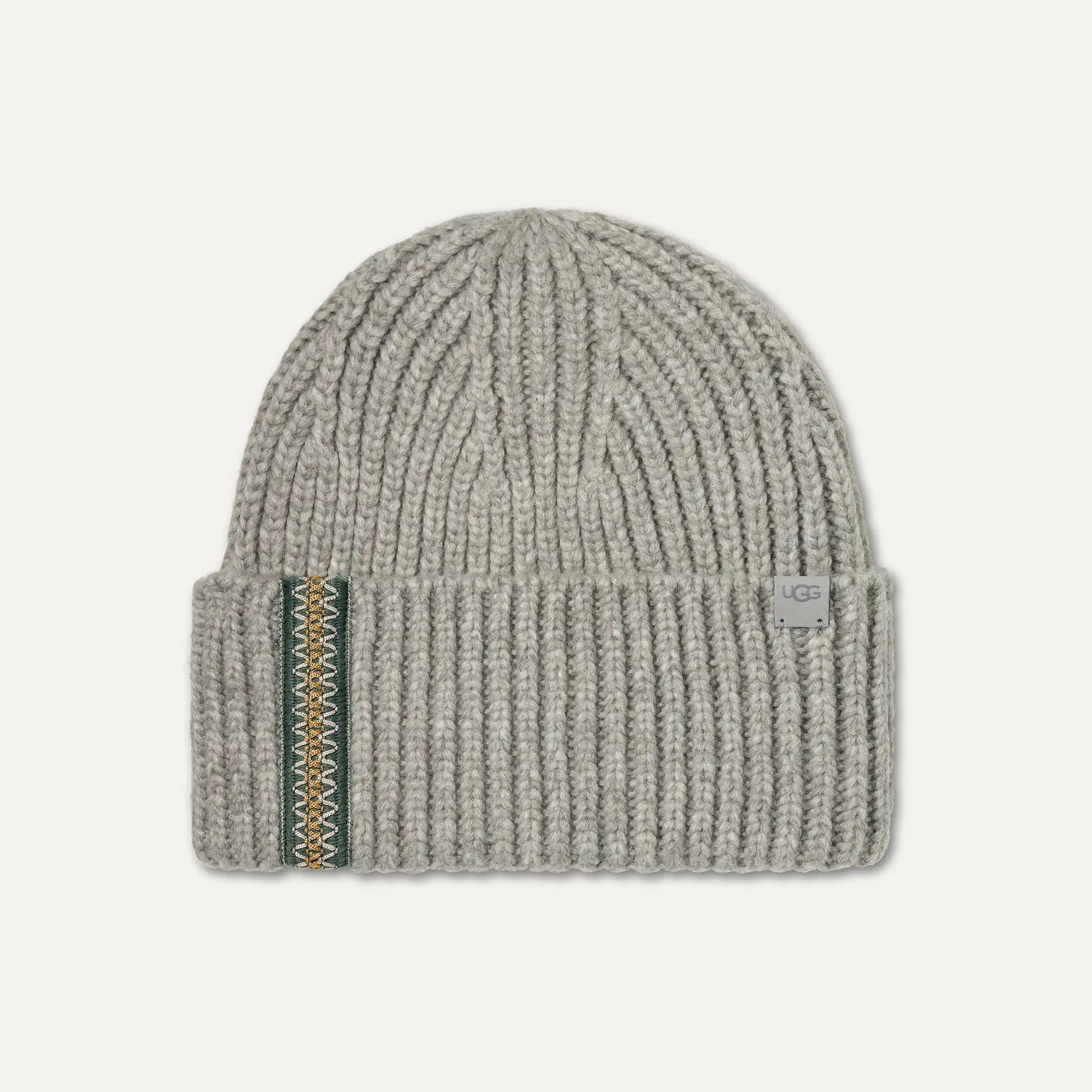 Men's Chunky Rib UGGbraid Beanie - COBBLE / GREEN STONE