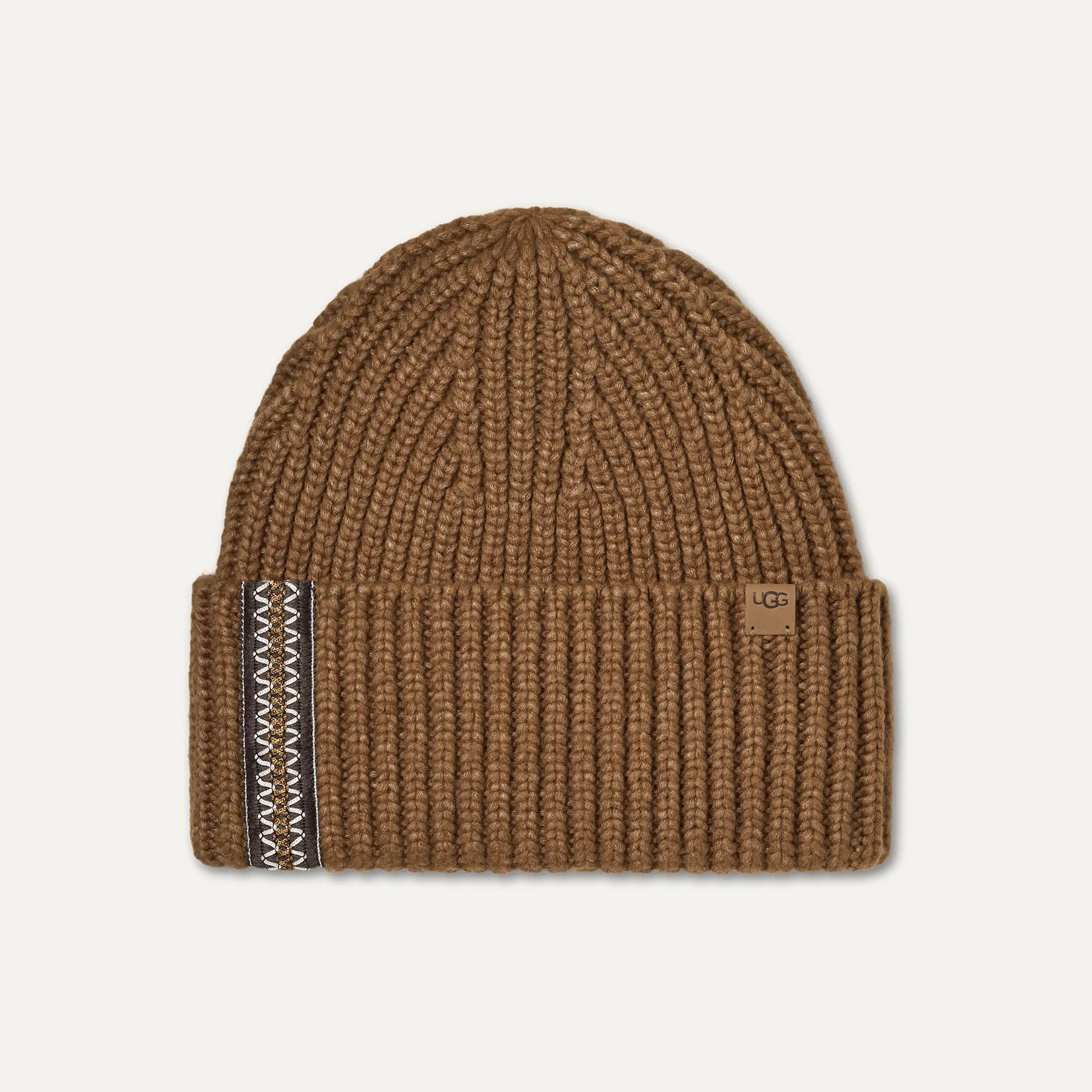 Women's Chunky Rib UGGbraid Beanie - CHESTNUT