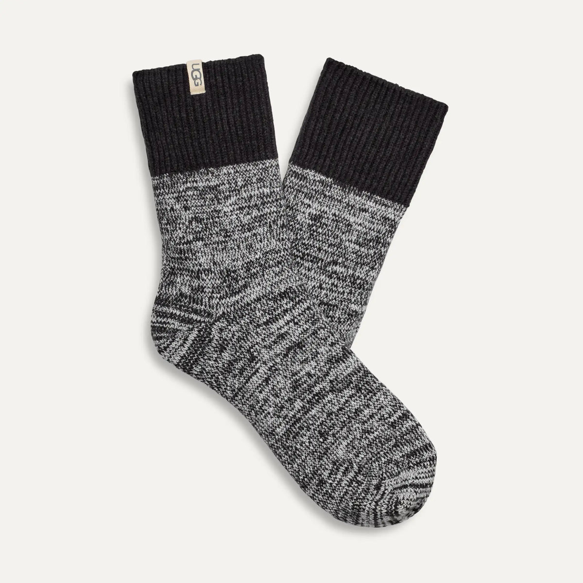 Women's Rib Knit Slouchy Quarter - BLACK