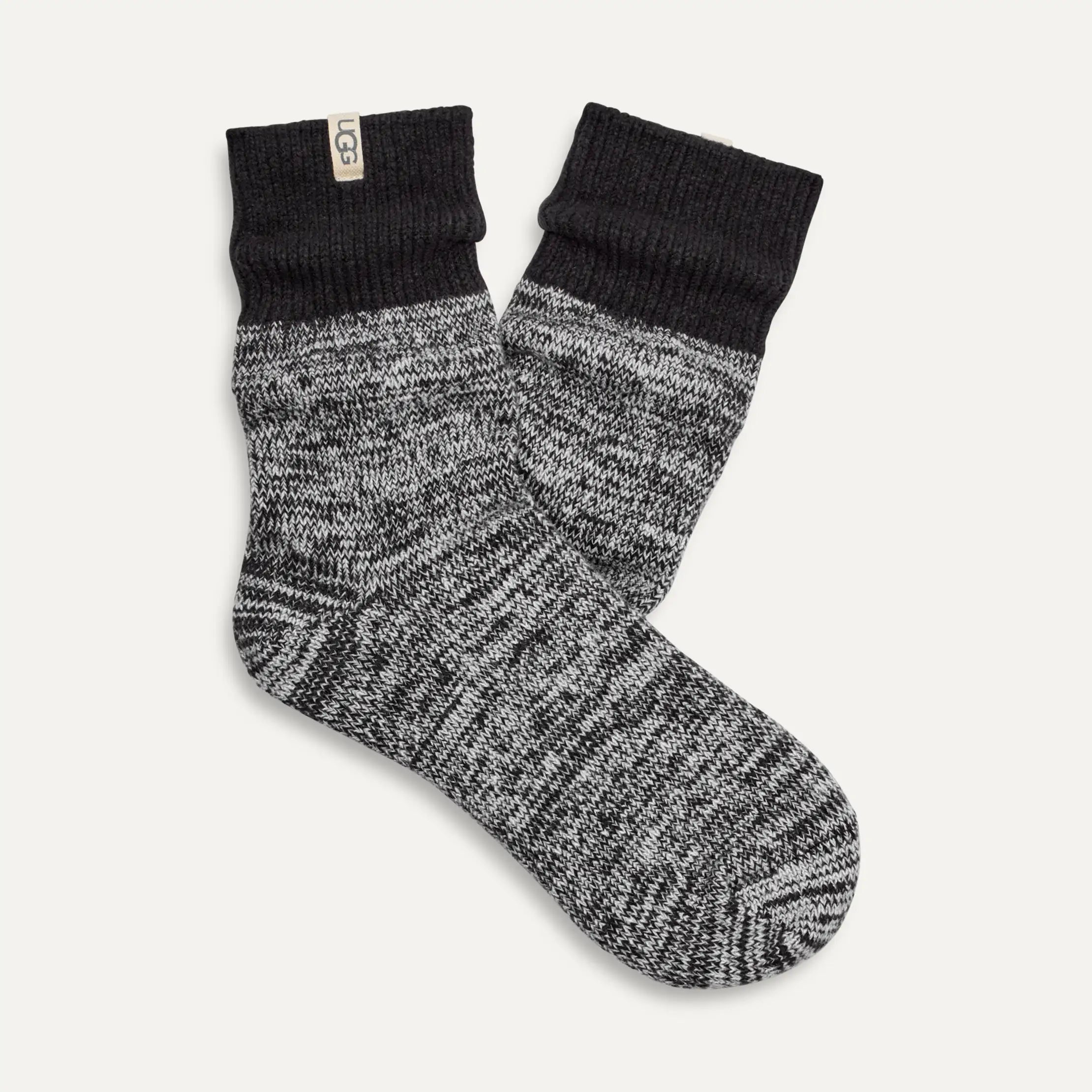 Women's Rib Knit Slouchy Quarter - BLACK