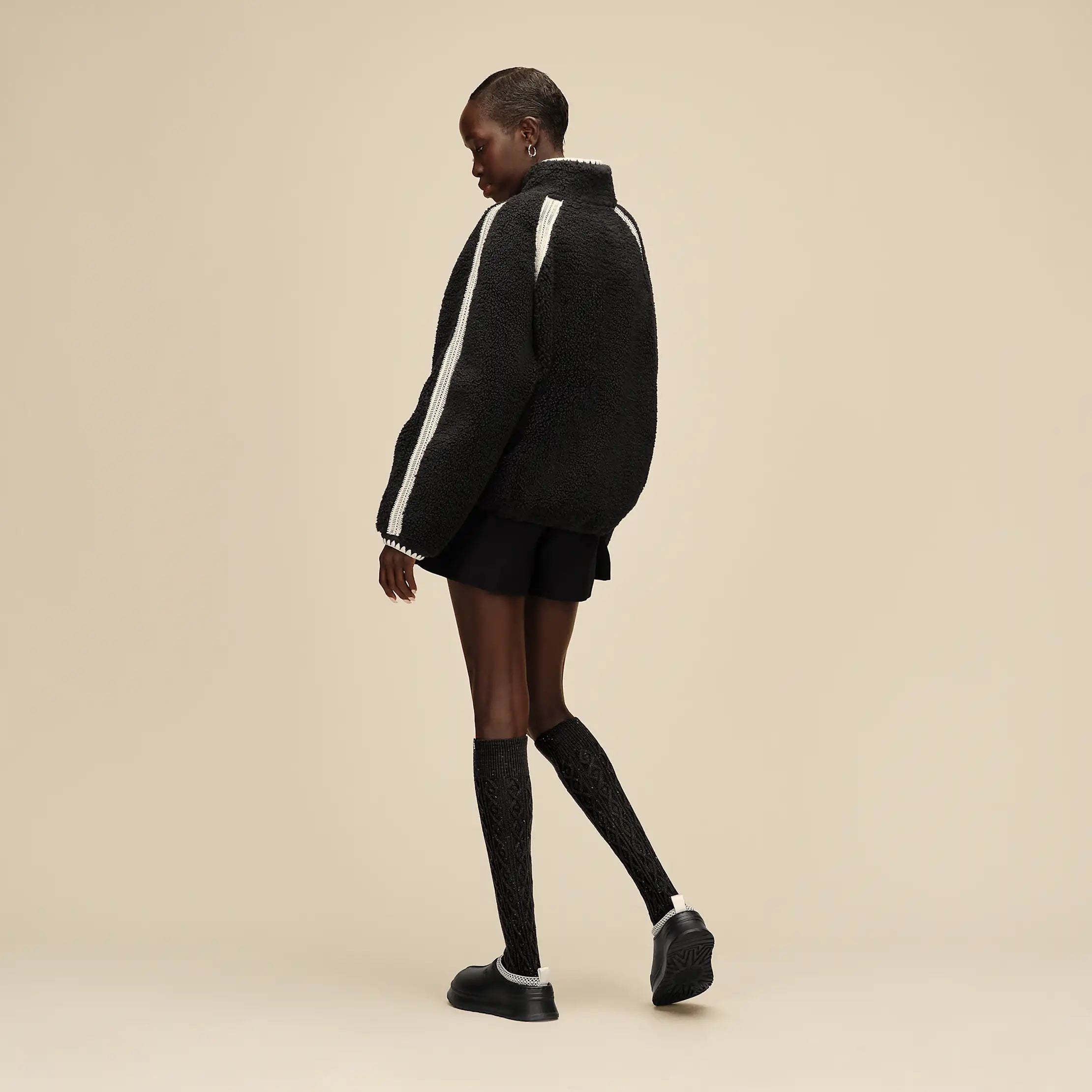 Women's Nikia Crochet UGGfluff Jacket - BLACK