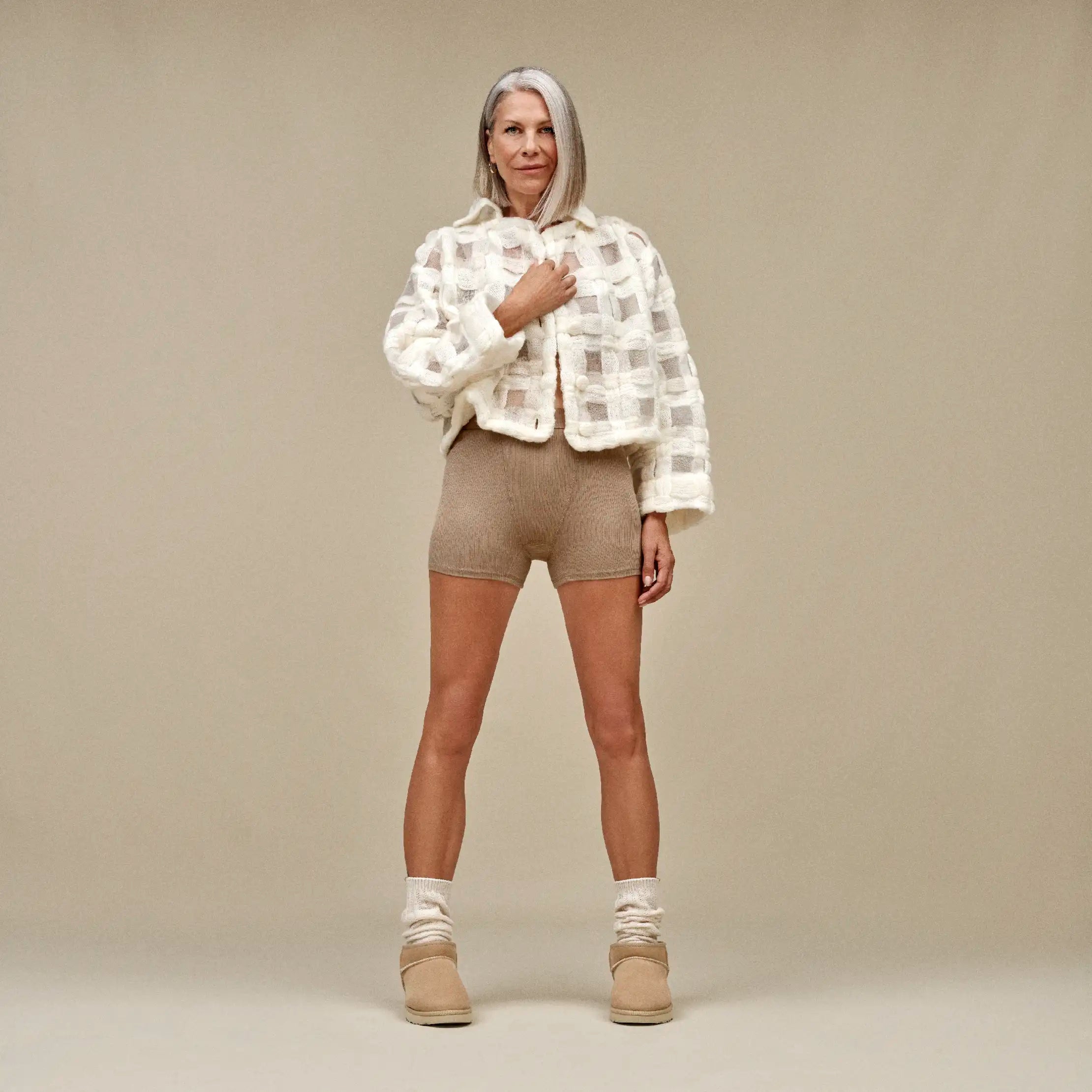 Women's Alexiah Boy Short Rib - SILVER TAUPE