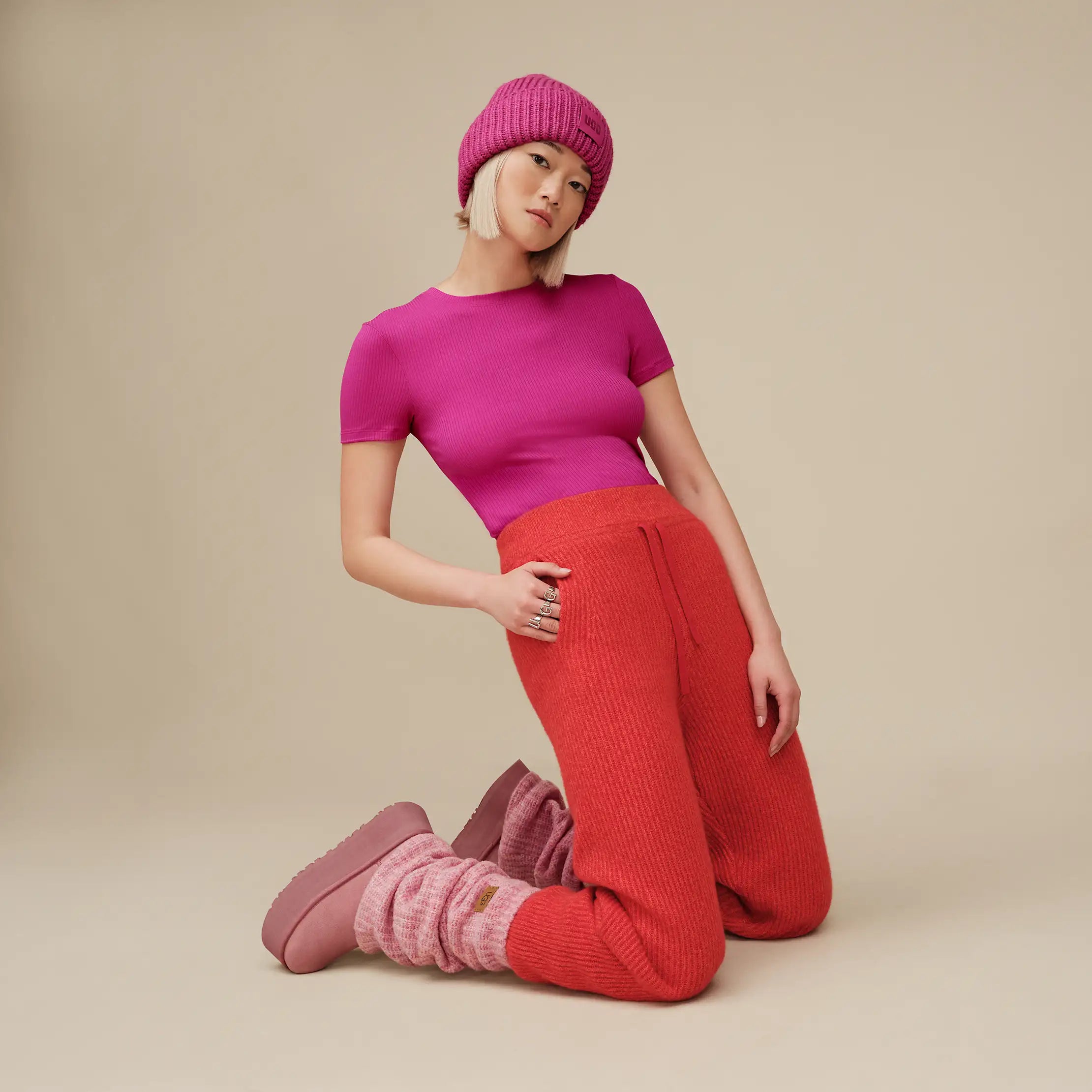 Women's Miriam Baby Tee Rib - CHROMA PINK