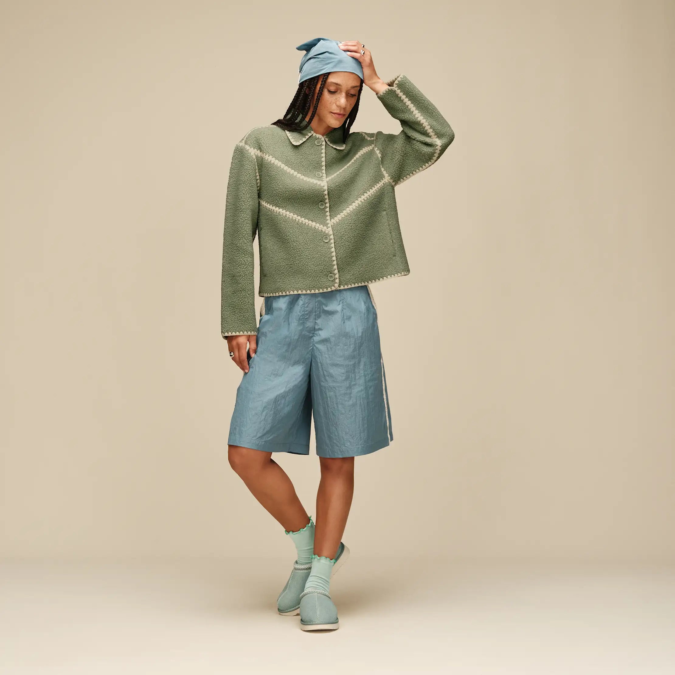 Ellison UGGfluff Shell Jacket - GREEN FOG HEATHER