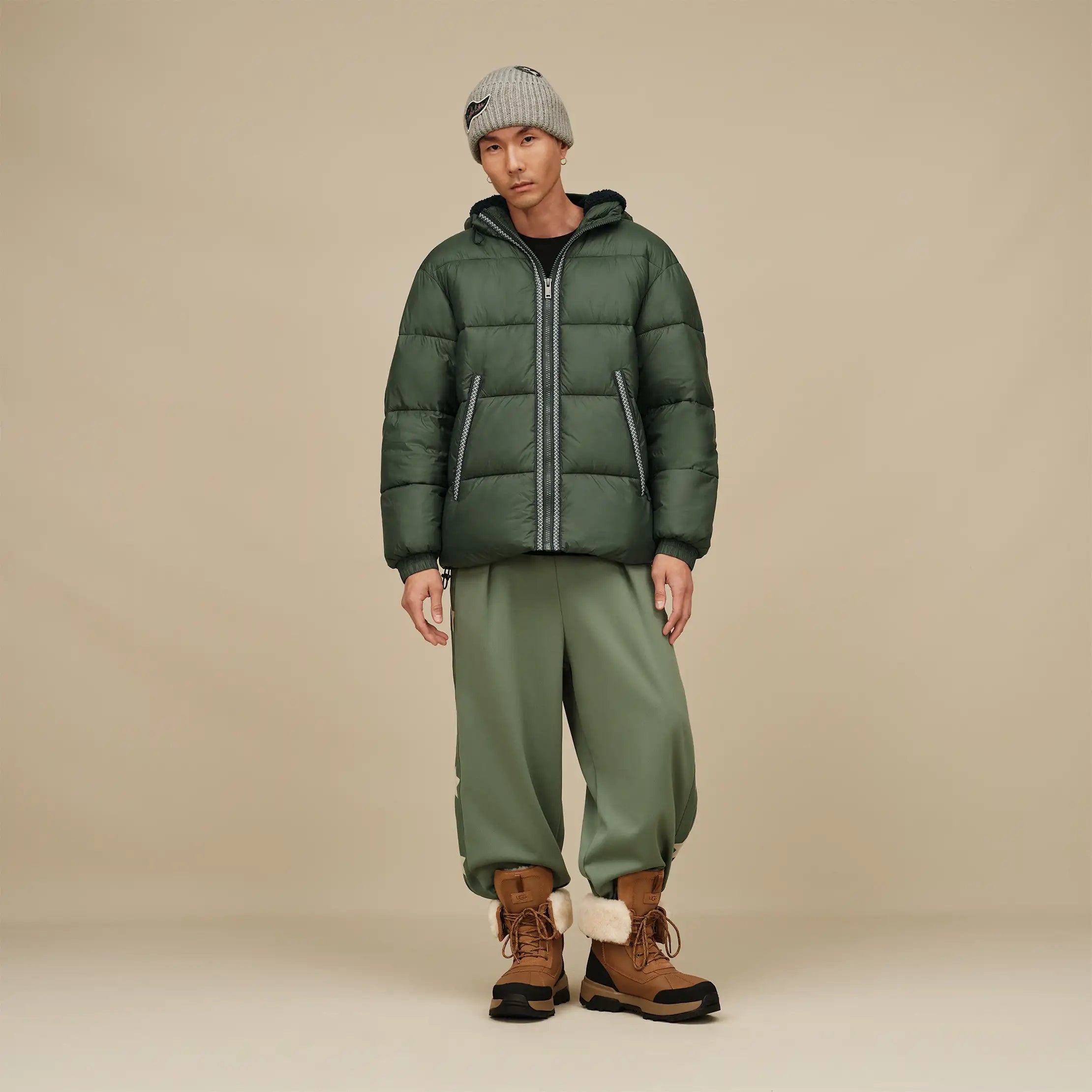 Men's Xayden UGGbraid Puffer Jacket - ARUGULA