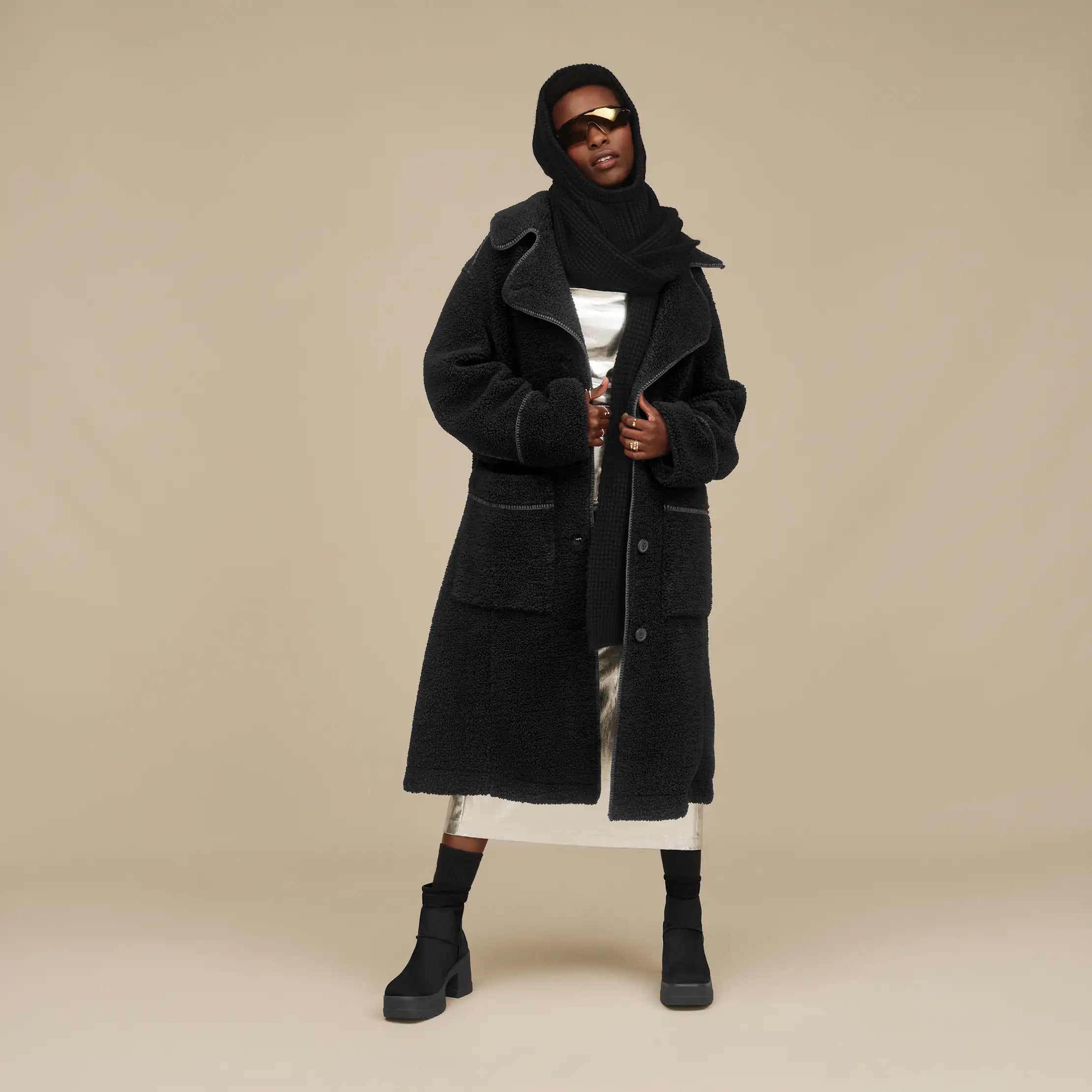 Women's Sema UGGfluff Coat - BLACK