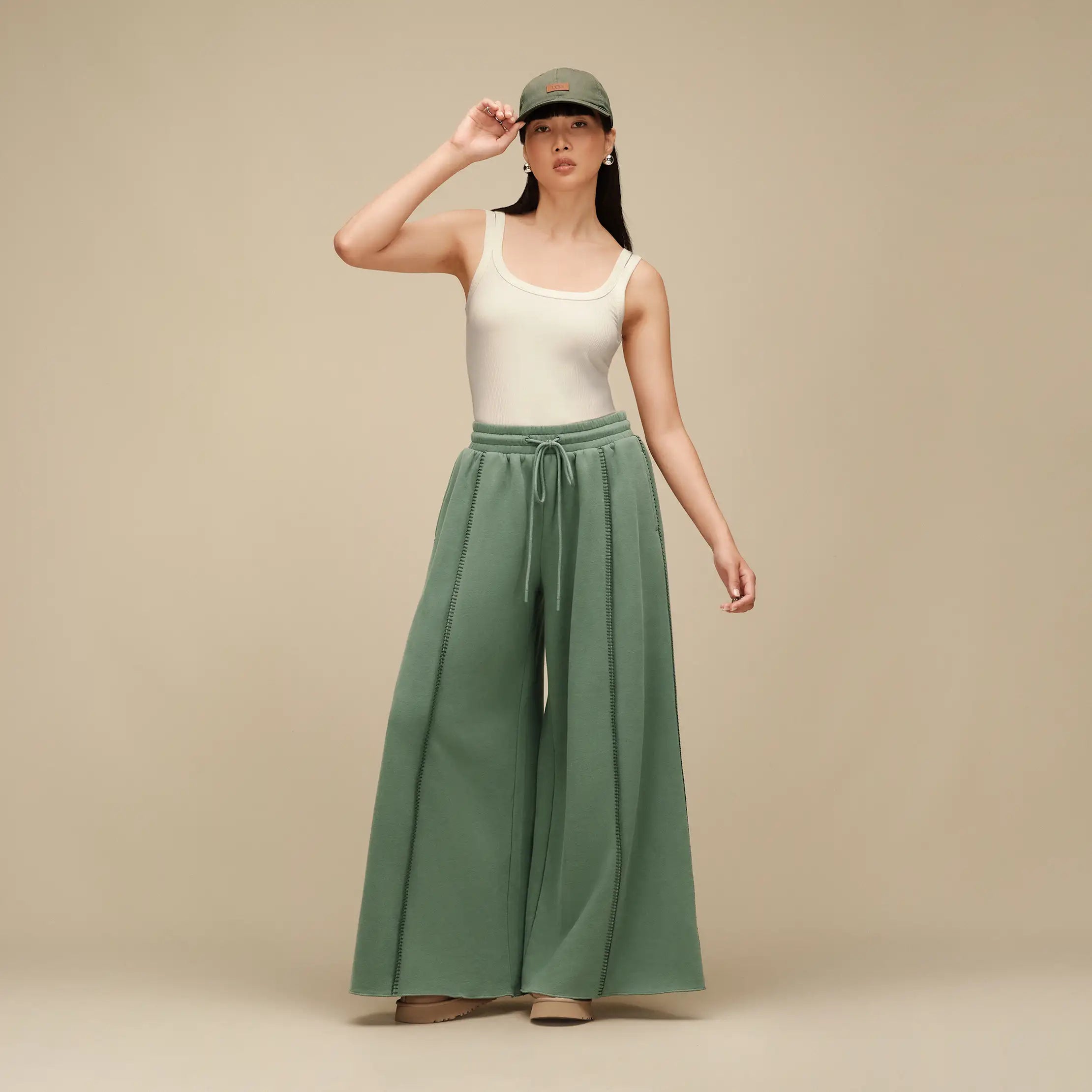 Women's Classic Wide Leg Pant - GREEN STONE