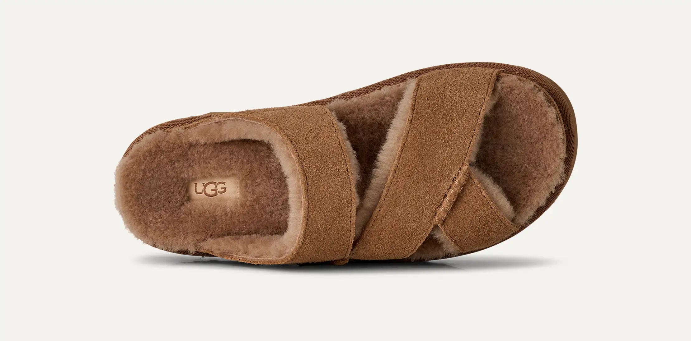 Women's Greenport Cross Strap Slide - CHESTNUT
