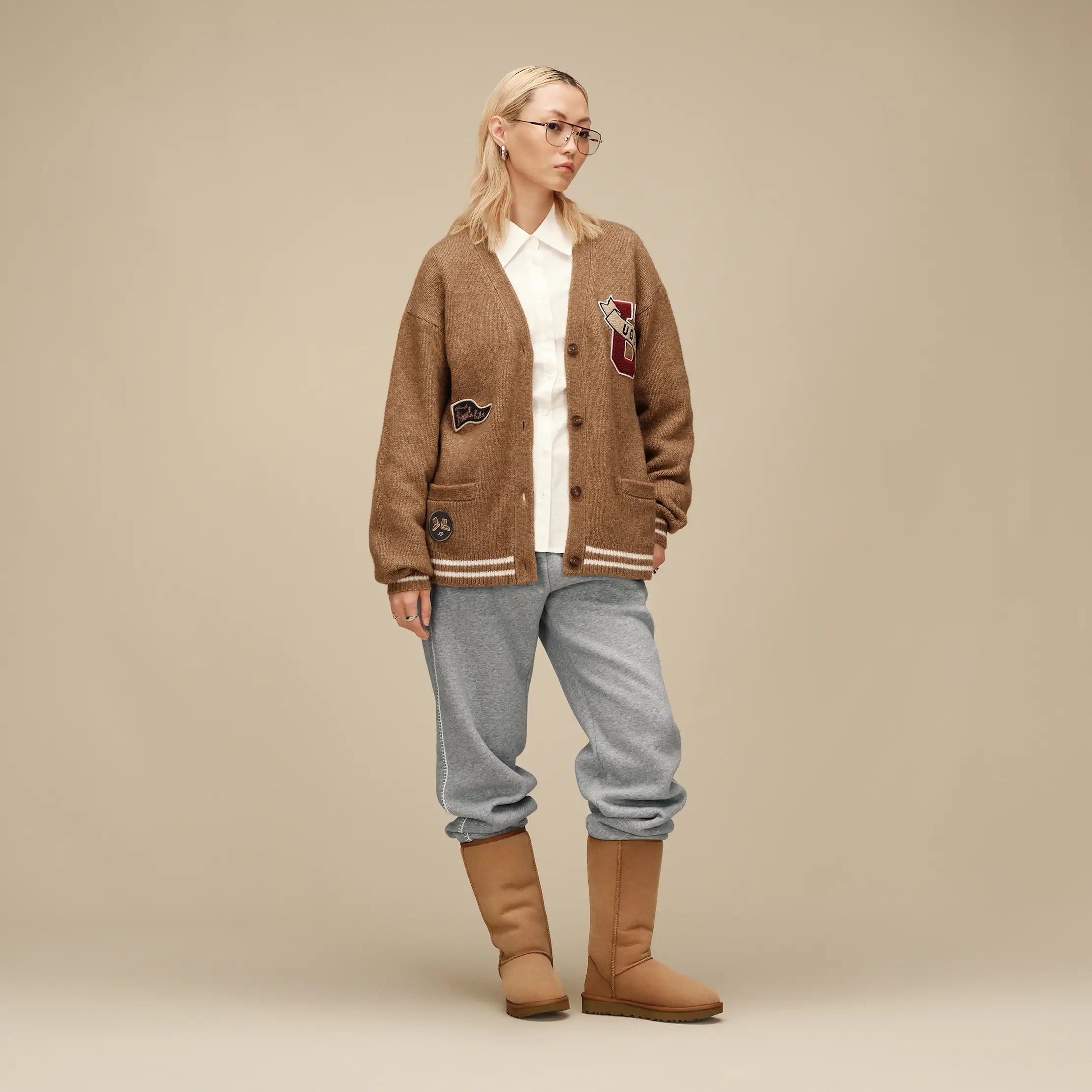 All Gender UGG Retro Cardigan - COFFEE GROUNDS HEATHER