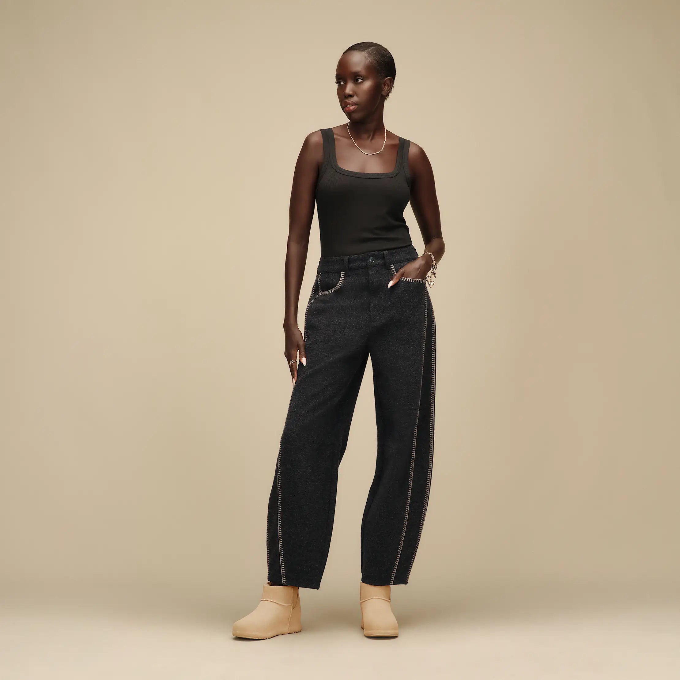 Women's Rina Barrel Pant - BLACK HEATHER