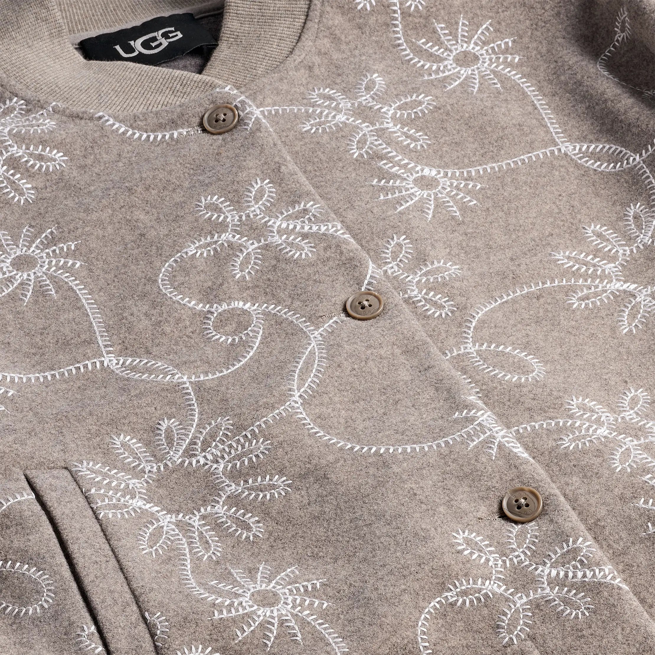 Women's Botanic Embroidered Jacket - OYSTER HEATHER