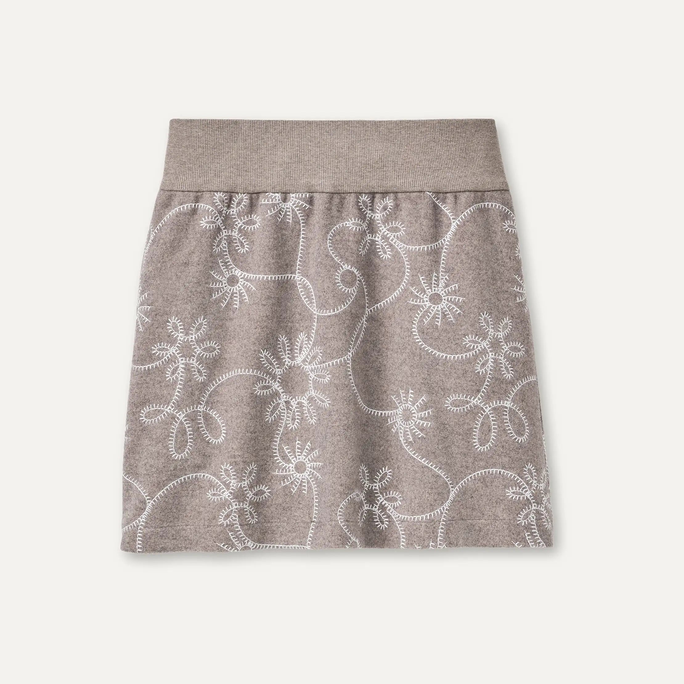 Women's Botanic Embroidered Skirt - OYSTER HEATHER