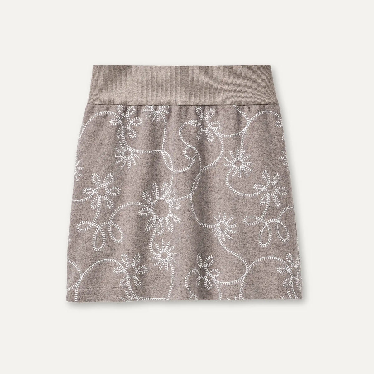 Women's Botanic Embroidered Skirt - OYSTER HEATHER