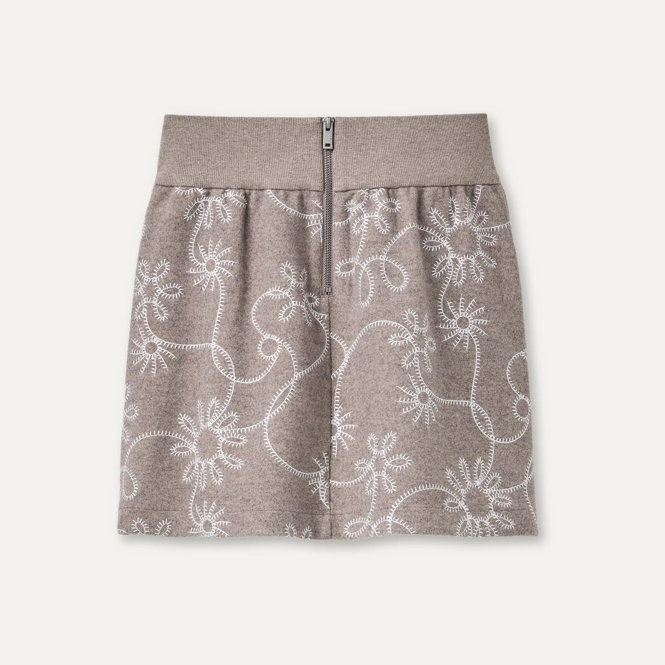 Women's Botanic Embroidered Skirt - OYSTER HEATHER