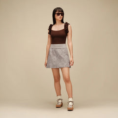Women's Botanic Embroidered Skirt - OYSTER HEATHER