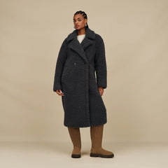 Women's Gertrude Long Teddy Coat II - INK