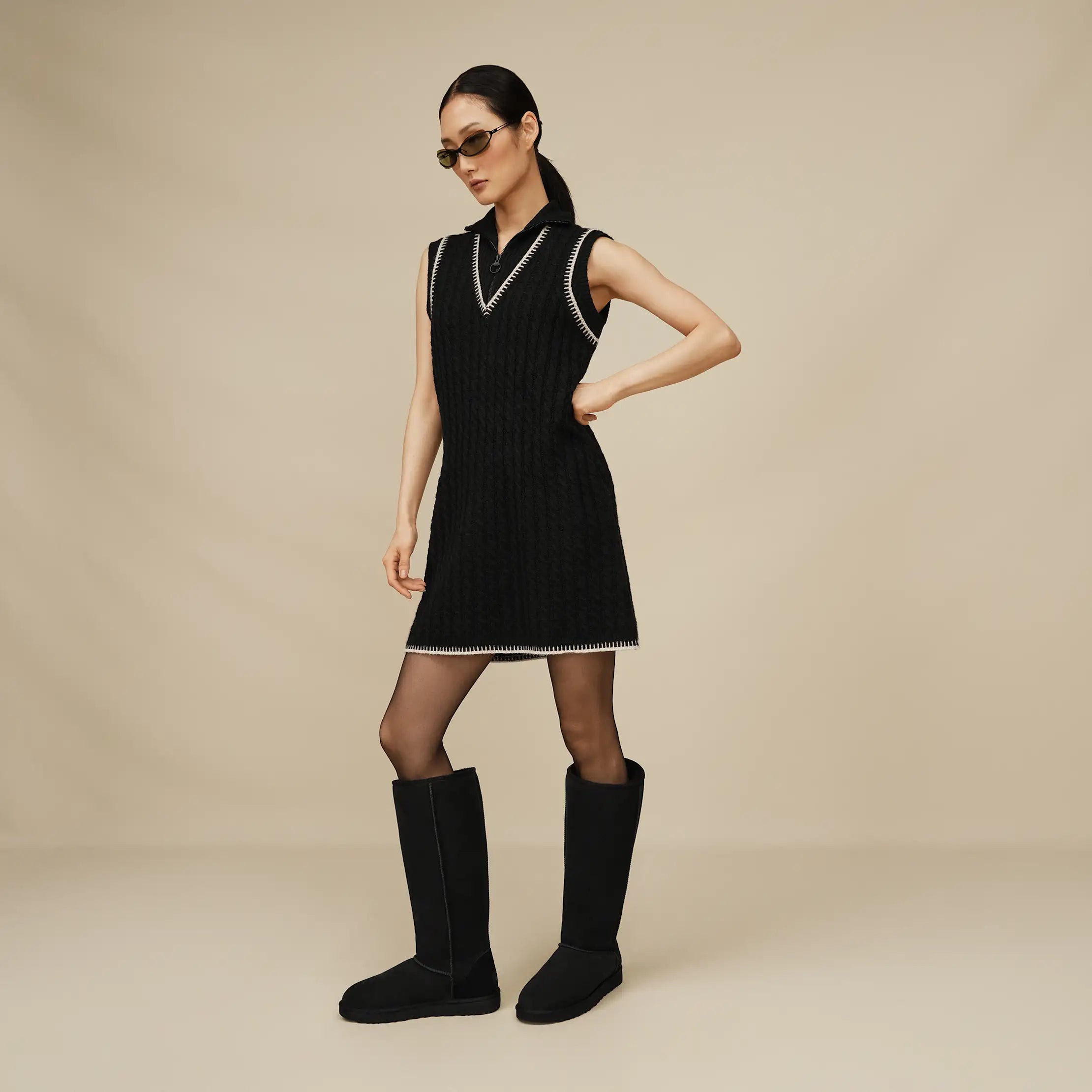 Women's Rylynn Quarter-Zip Dress - BLACK