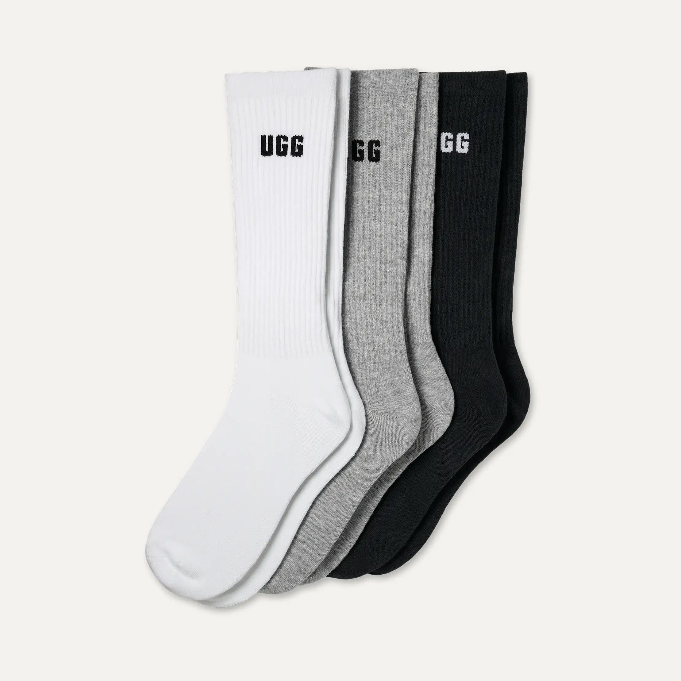 Men's Leander Logo Crew 3 Pack - WHITE / GREY / BLACK