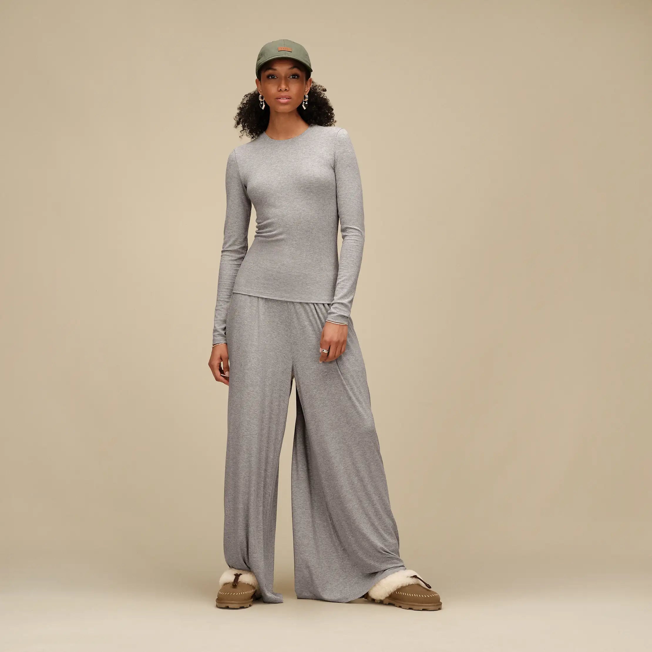 Women's Aidelene Long Sleeve Rib Tee - GREY HEATHER