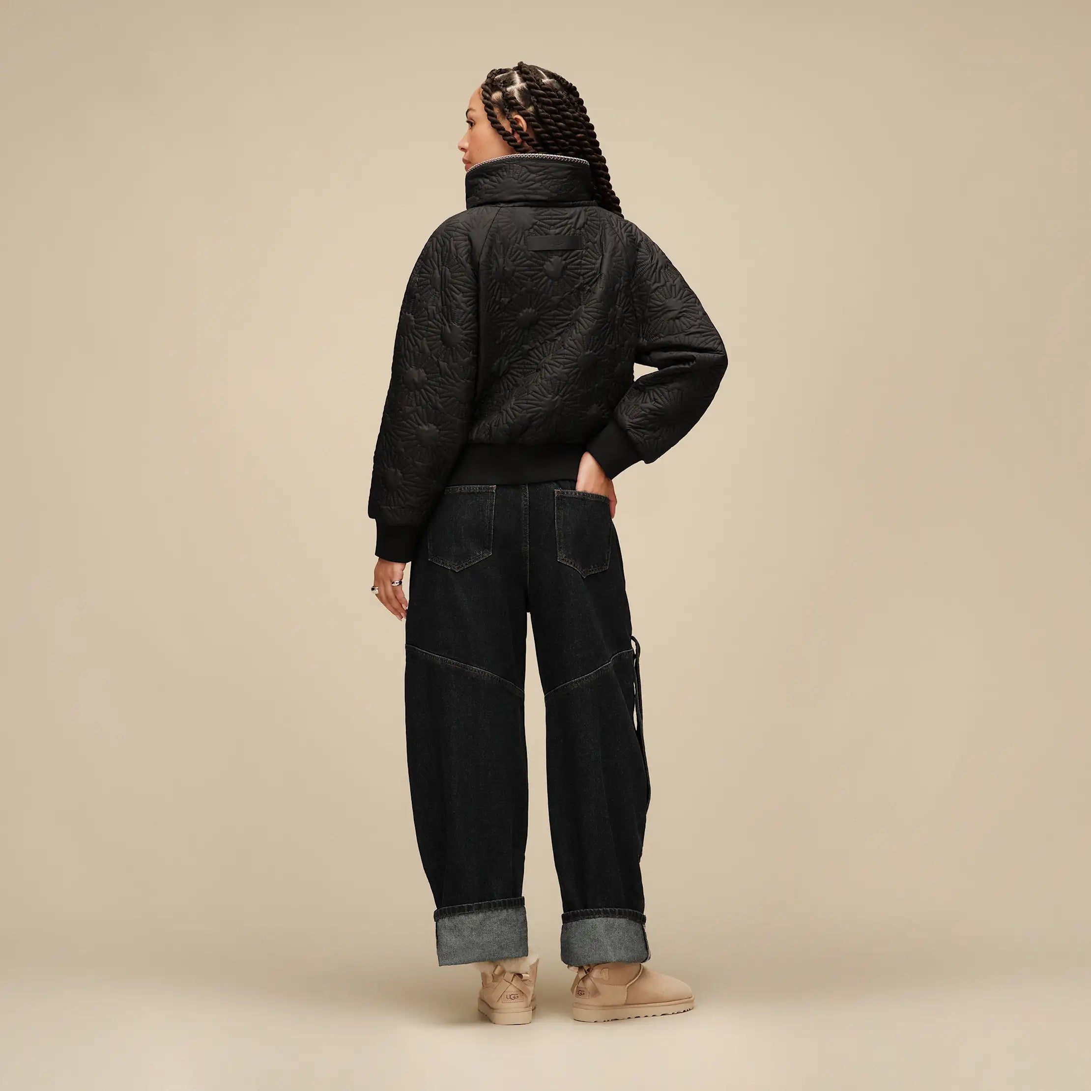 Women's Solein Oversized-Collar Jacket - BLACK