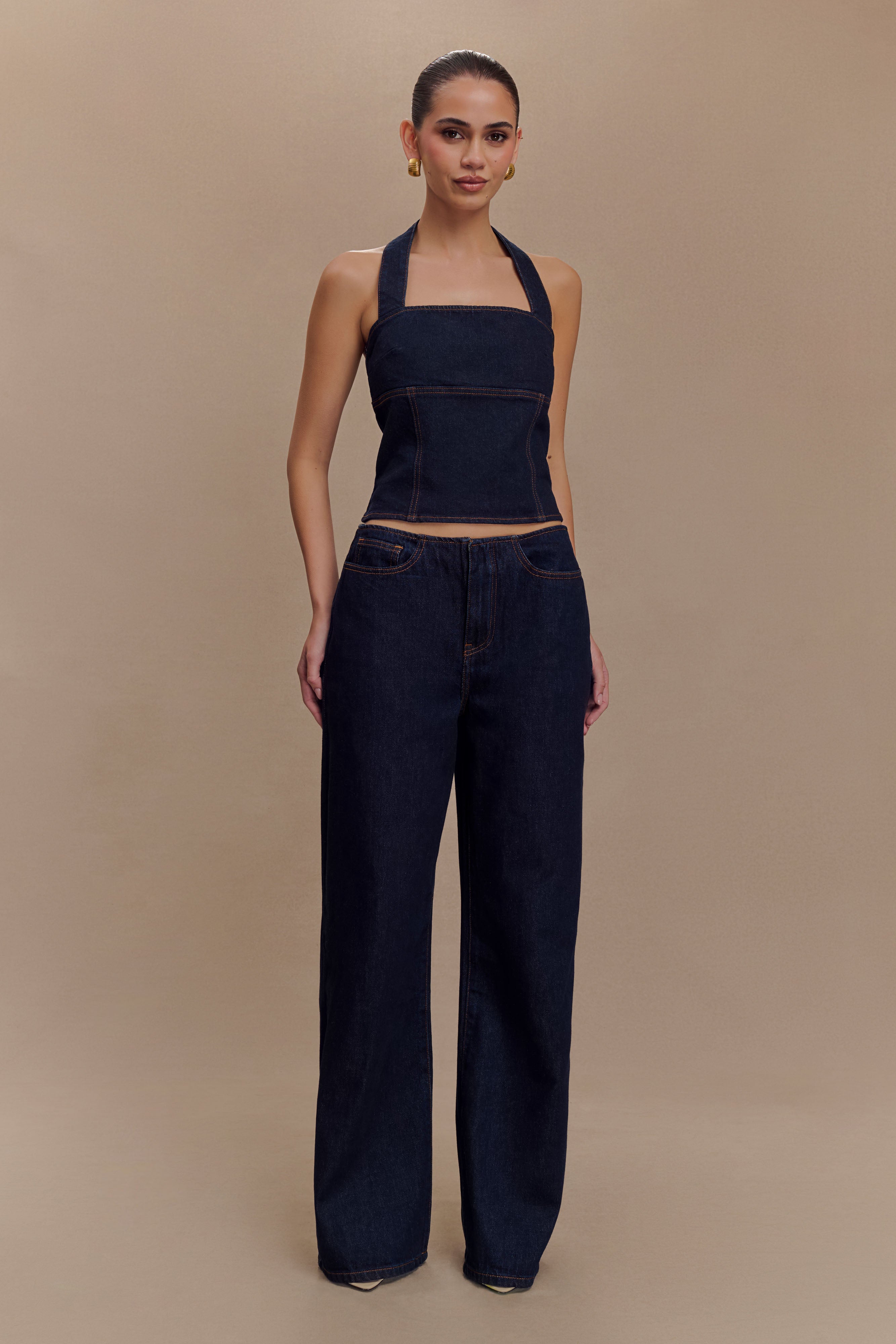 Caitlin Mid Rise Denim Jeans - Indigo Blue