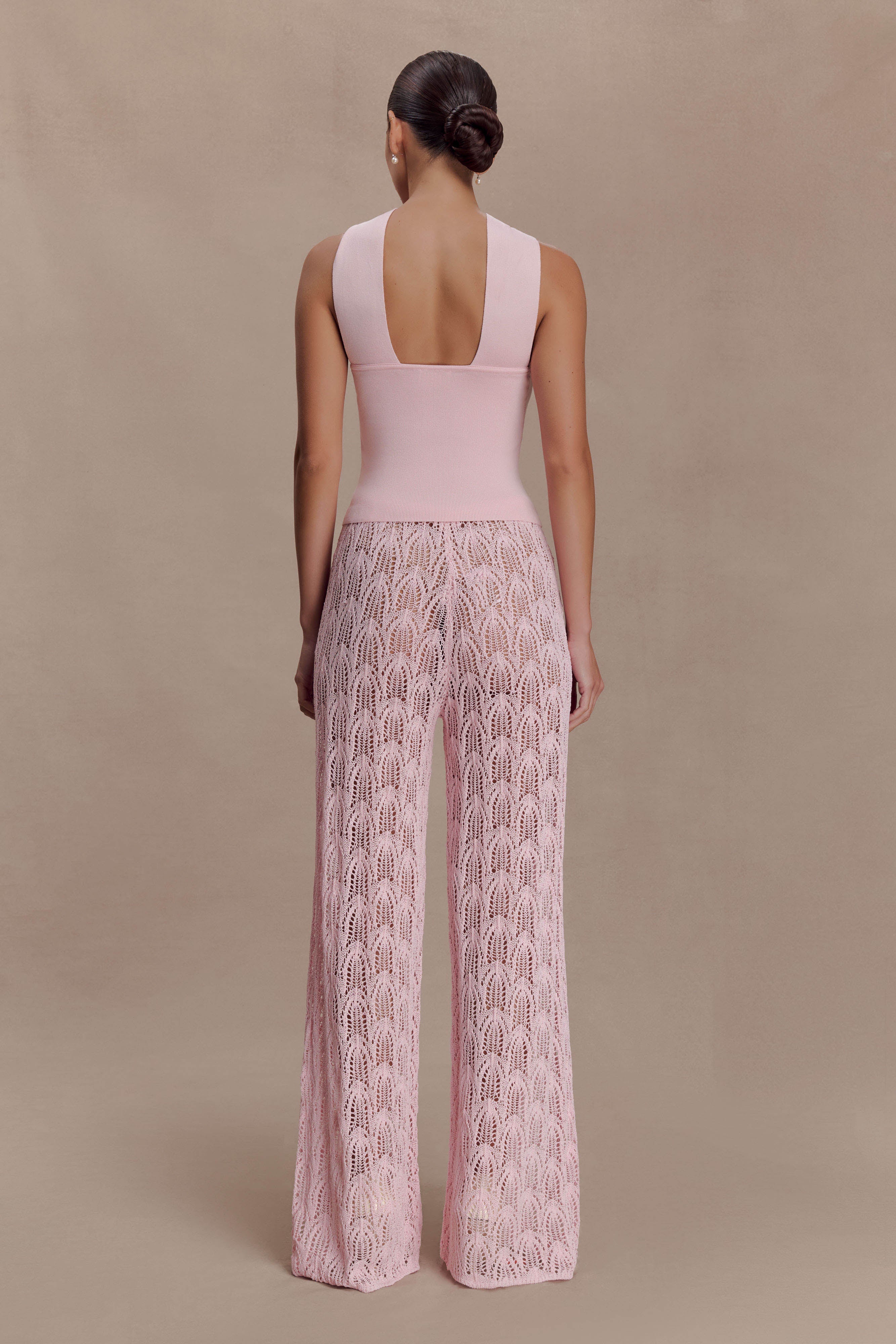 Angelika Twist Front Knit Top - Baby Pink