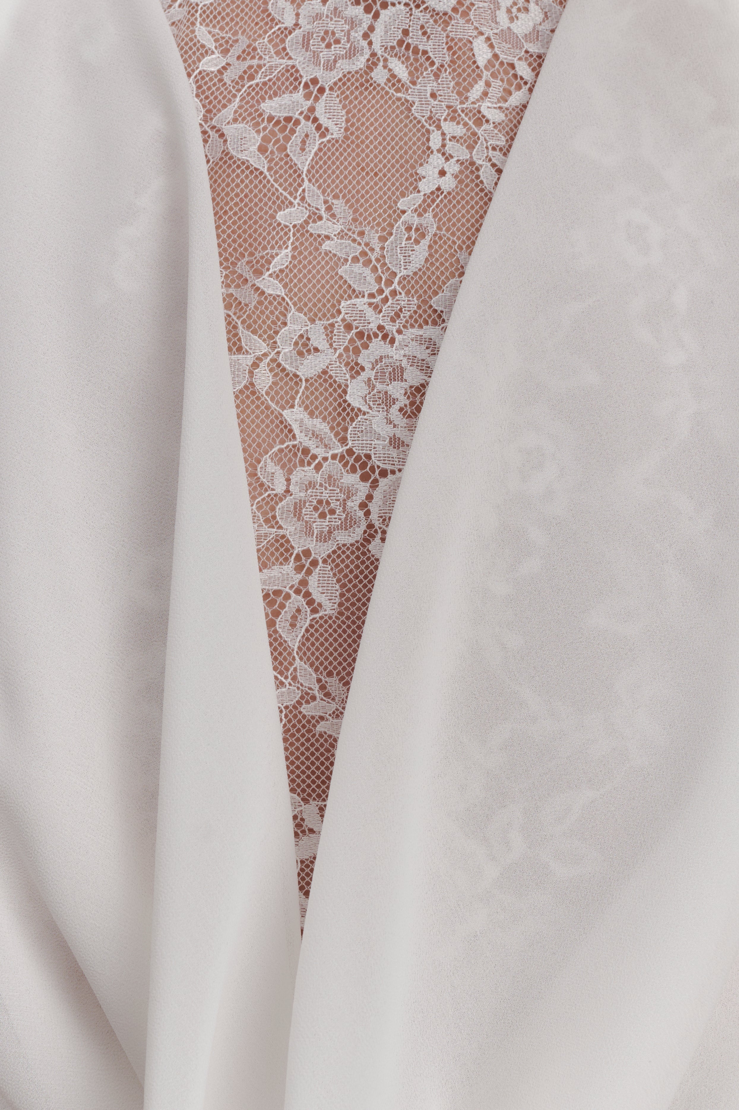 Arra Chiffon And Lace Halter Mini Dress - White